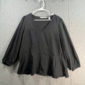Girl With Curves Knit Crepe Peplum Top True Black, Medium